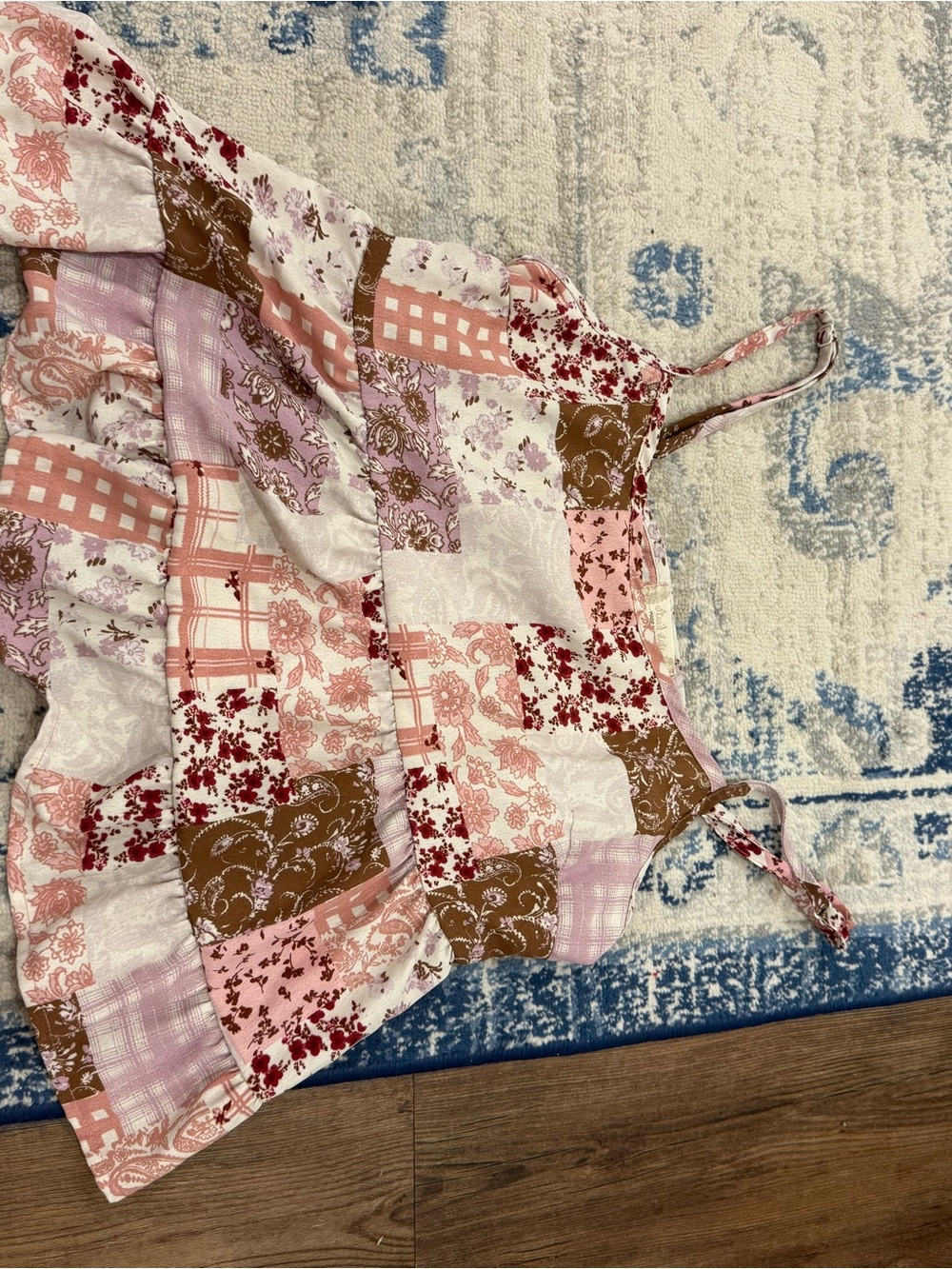 Patchwork Floral Pink and Brown women’s top
